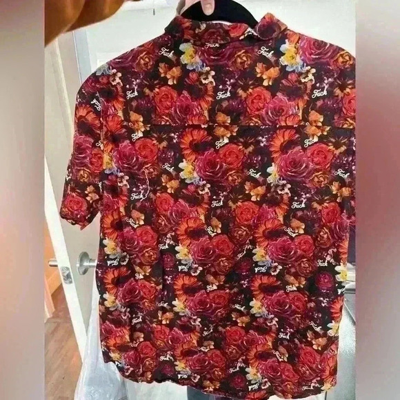 Spencer’s “Fu€k” Floral Flower Shirt Medium - Picture 3 of 4